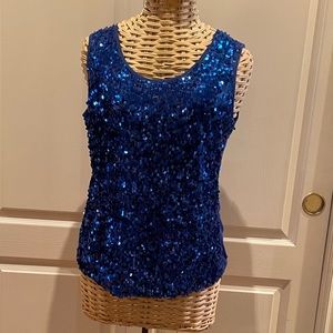 Blue sequin sleeveless top size L
